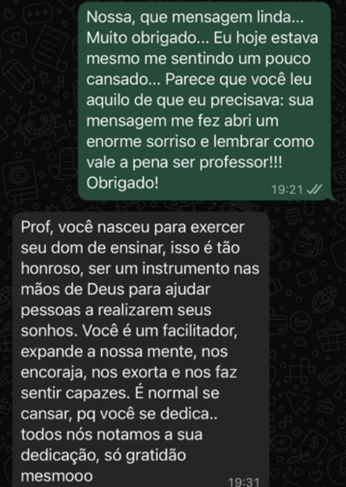 Depoimento de aluno