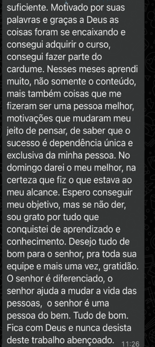 Depoimento de aluno